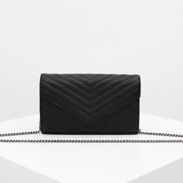 

cowhide handbags caviar metal chain gold silver handbag genuine leather bag flip cover diagonal shoulder bags