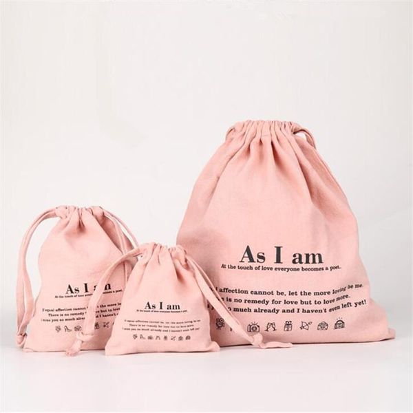 

gift wrap cotton casual tote resuable drawstring bag party candy sack jewelry makeup packaging pouch shoes