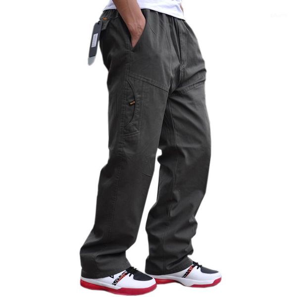 

autumn and winter new casual men's trousers fashion multi-pocket cotton overalls plus fat large size 6xl trousers1, Black