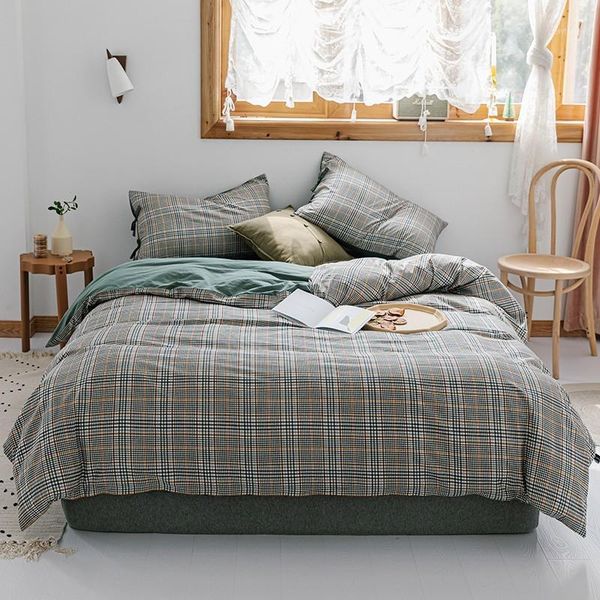 

100% washed cotton duvet cover twin  king size 4pieces luxury soft bedding set 1duvet cover 1fitted bed sheet 2 pillowcases1