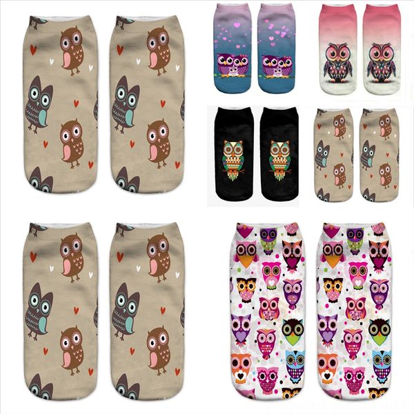 

py8gv men quality autumn finger toe socks cotton breathable sweat-absorption ankle animal print boy sock cartoon socks thermal owl sports, Black