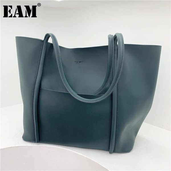 

eam] women new soft tote bag composite bag pu leather flap personality all-match crossbody shoulder fashion 2021 18a1309