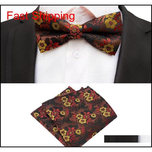 

bow tie set for men red blue paisley pocket square bowtie suit mens business wedding hankerchief floral ties qylcnh beauty888, Black;gray