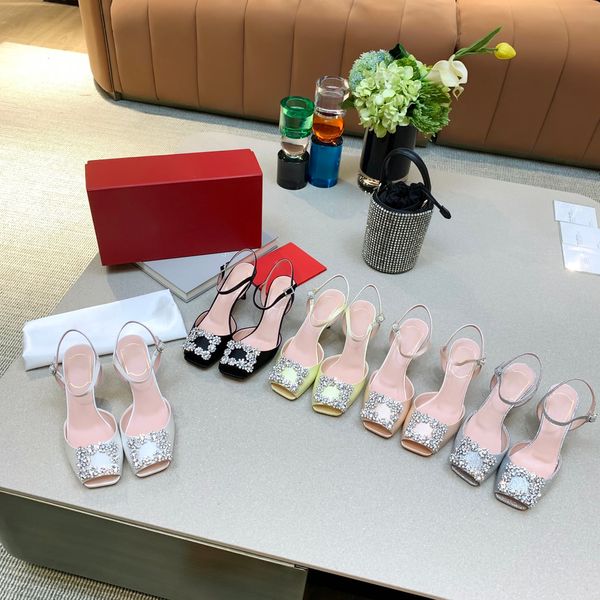 

square shoes rhinestone buckle silk sequins thin open toe fishmouth sandals high with summer stars with the same paragraph, Black