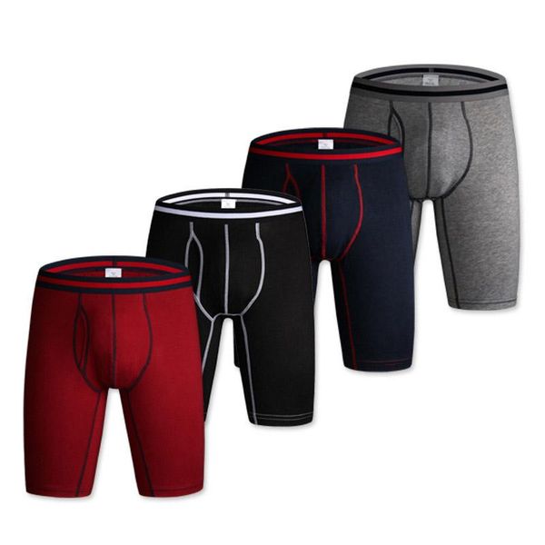 

underpants long boxer shorts men sports gym fitness cotton underwear bugle pouch panties boxershorts plus size pajamas sleepwear, Black;white