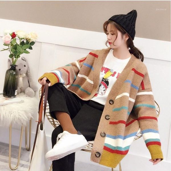 

cardigan sweater 2020 new women's sweater fashion plaid v-neck cardigan elegant ladies wild sweaters coat1, White