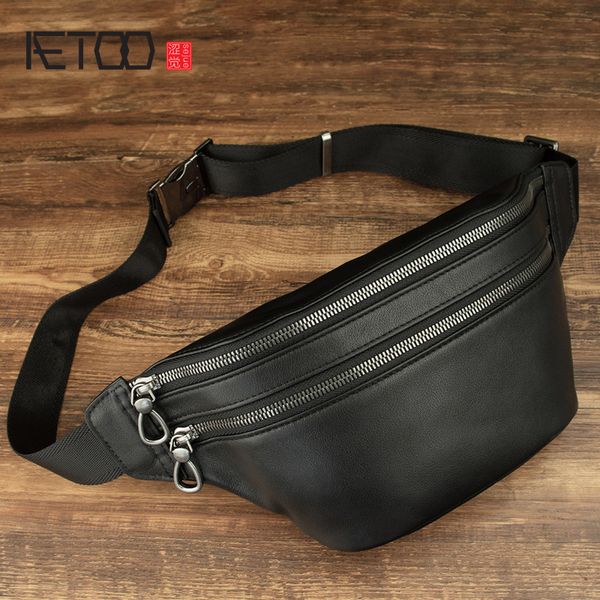 

hbp aetoo leather chest bag, men's head-layer cowhide simple one-shoulder bag, fashion fashion high-capacity stiletto bag, men's b