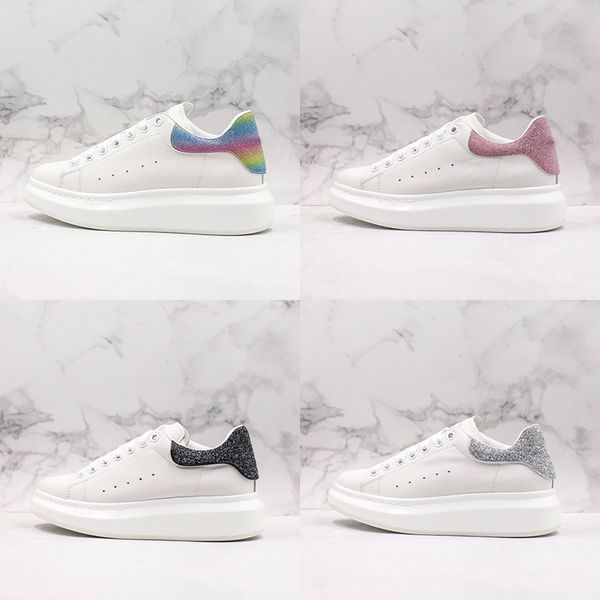 

new london brand queens am platform glitter luxurys designers shoes triple tail sequin boots solid genuine leather mens women sneakers, Black