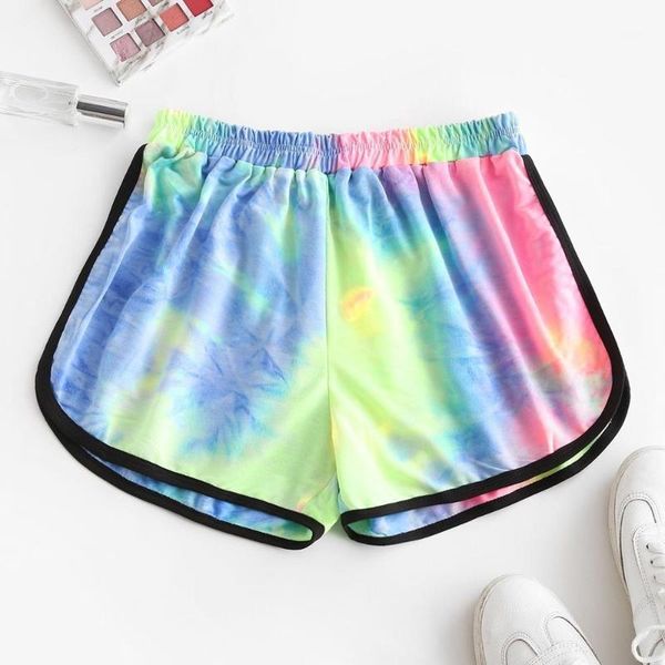 

yoga outfits fashion women high waist sport pants shorts tie-dye dolphin leggings skinny short summer female clothing 2021 1, White;red