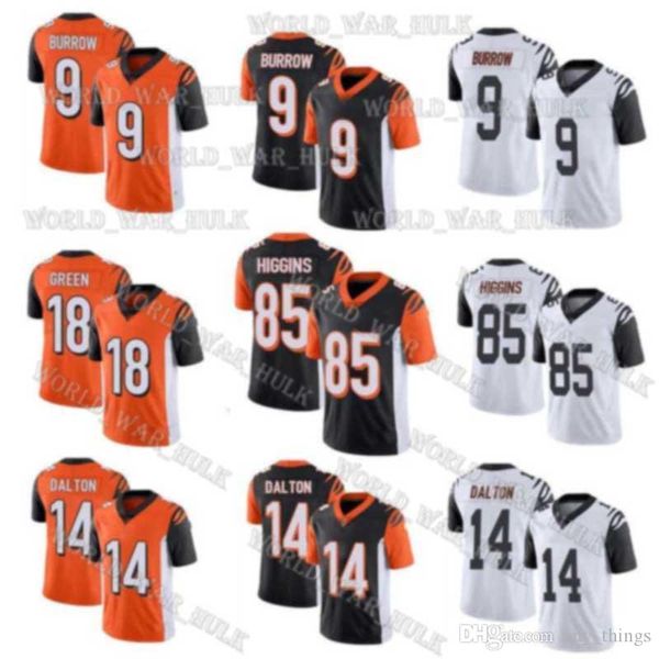 

cincinnati 9 joe burrow mens bengal 2020 football jerseys 85 tee higgins 18 a.j. green 28 joe mixon 14 andy dalton jersey, Black;red