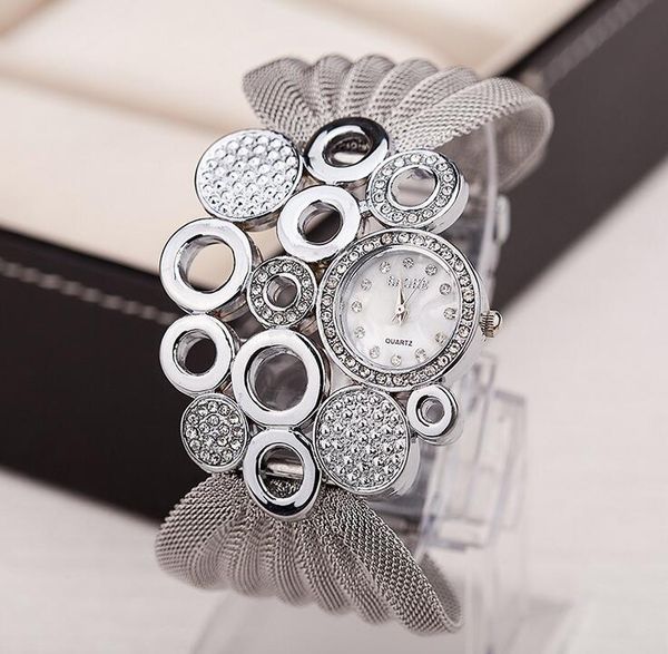 

fashion watch lady style watches mesh belt studded watch women clothing accessories table sell like cakes gifts 10pcs, Silver