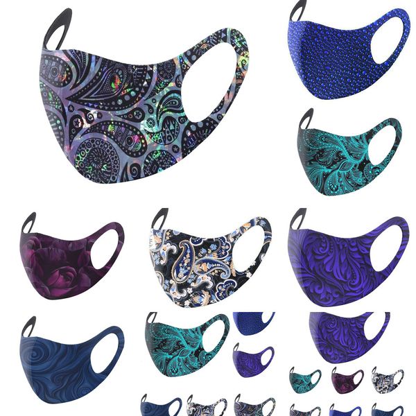 

trade fashion designers face masks blue foreign style breathable ice silk multicolor printing thin section washable waist mask 1 nbzxq
