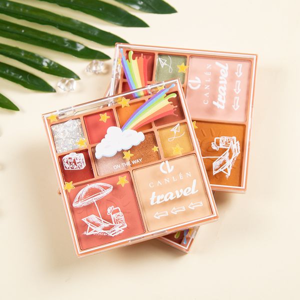 

canlen 10 color eye shadow plates small moulded shells pearlescent matte blush student makeup cosmetics earth color eyeshadow