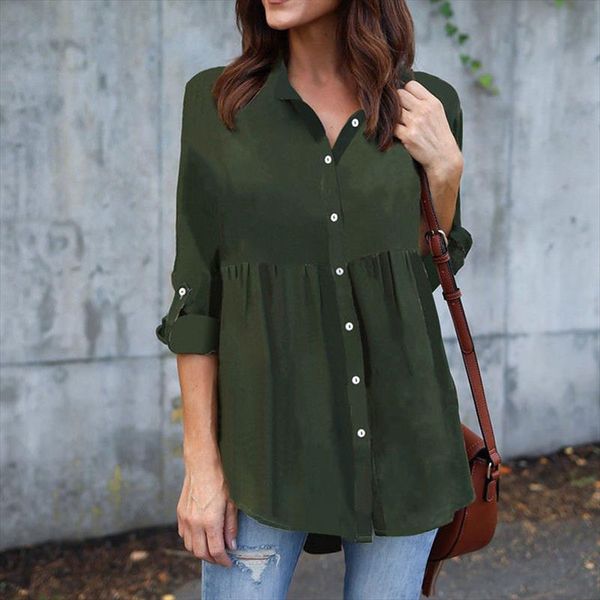 

blouse women 2019 autumn 4xl 5xl tunic shirt plus size white button casual long sleeve loose large size female clothing