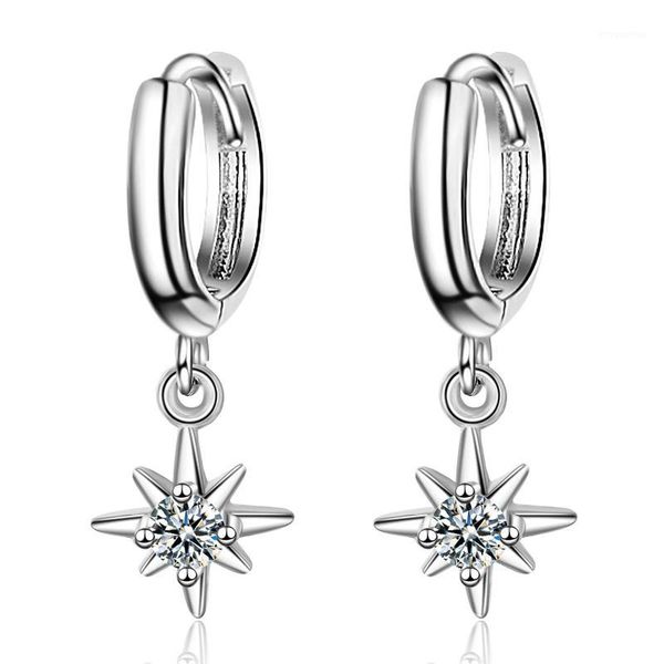 

dainty eight-pointed star huggie hoop earrings north star hoops minimalist earrings1, Golden;silver