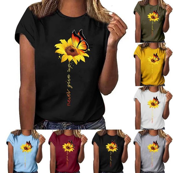 

15# women plus size sunflower print short sleeved t-shirt grote maten dames kleding ropa femenina, White