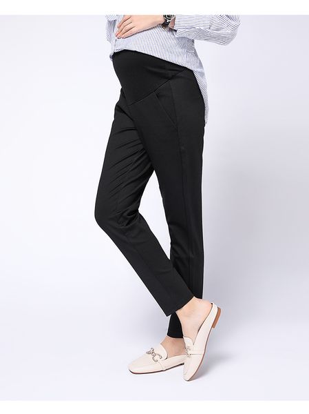 2020 Bahar Yeni Hamile Kadınlar Göbek Pantolon Moda Yüksek Bel Ofis Bayan Kalem Pantolon Siyah Zarif Annelik İş Giysileri LJ201111