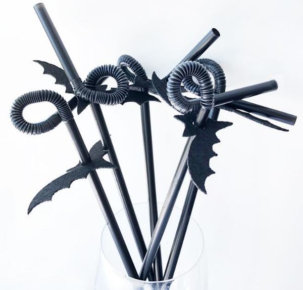 

disposable felt bat straw flag drinking birthday bunting supplies party halloween decoration props