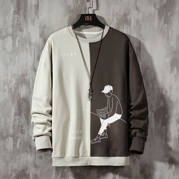 

2021 new autumn spring hoodies of striped men loose hip hop punk pullover streetwear big fashion clothes 7rzw, Black