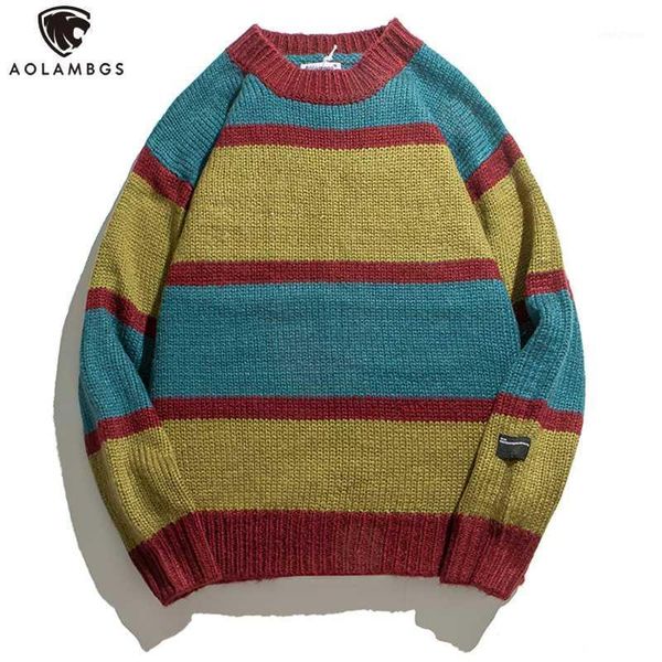 

sweater men color block striped printed knitted pullover men o-neck harajuku vintage simple all-match autumn streetwear1, White;black