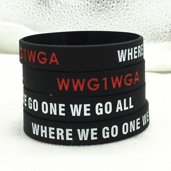 

1pcs wwg1wga where we go one we go all silicone wristband bracelet, Golden;silver