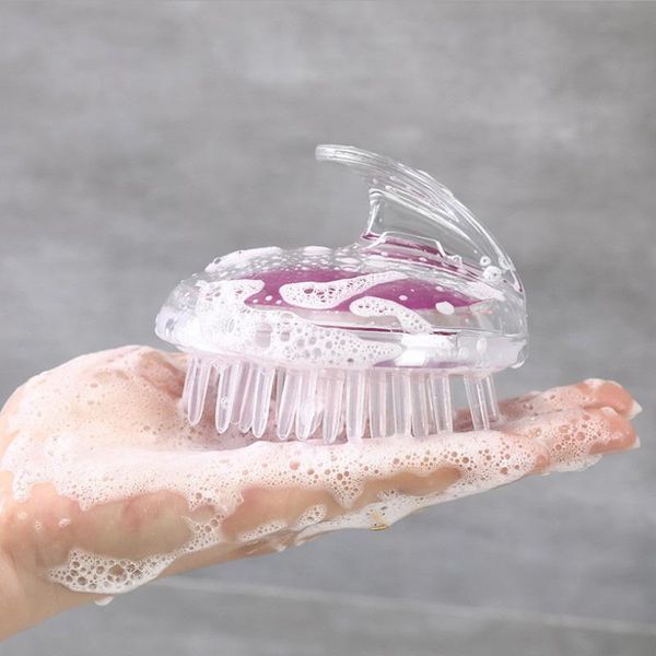 

soft massage hairbrush head sile scalp comb hair cleaning washing shower bath props shampoo air brush healthy care q sqcmax, Silver