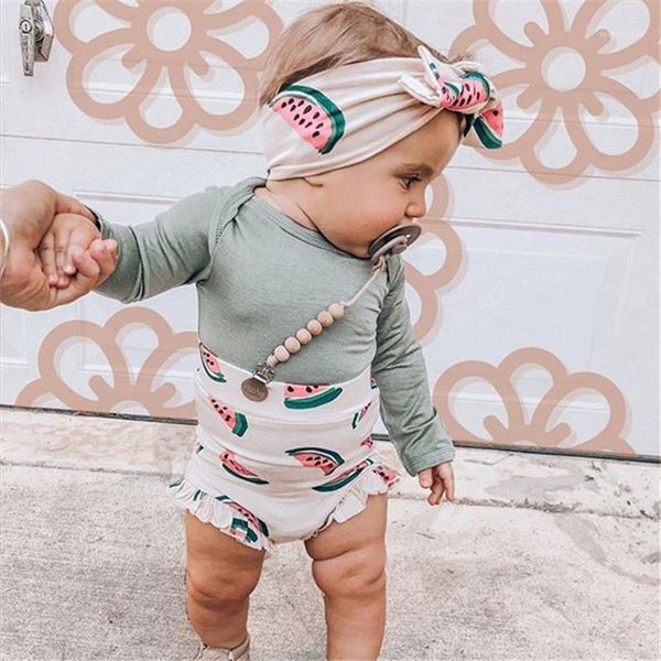 

clothing sets 2021 summer born toddler kids baby girls casual romper printed shorts set sunsuit outfit 2 color1, White