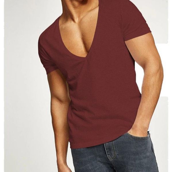 

men's t shirt casual short streetwear shirt men solid cotton t shirts deep v-neck sport white men tshirt black white, White;black