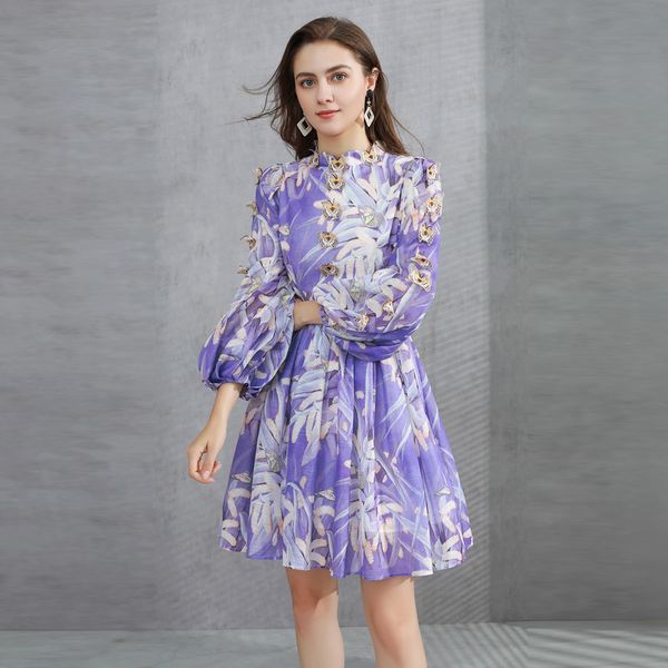 

plus size dress 2021 spring a line long sleeve purple dress prom fashion crew neck solid flowers flora print brand same style yimi, Black