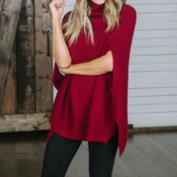 

fashion women solid turtleneck sleeveless solid comfortable front short rear length shawl sweater dropshipping b1, White;black