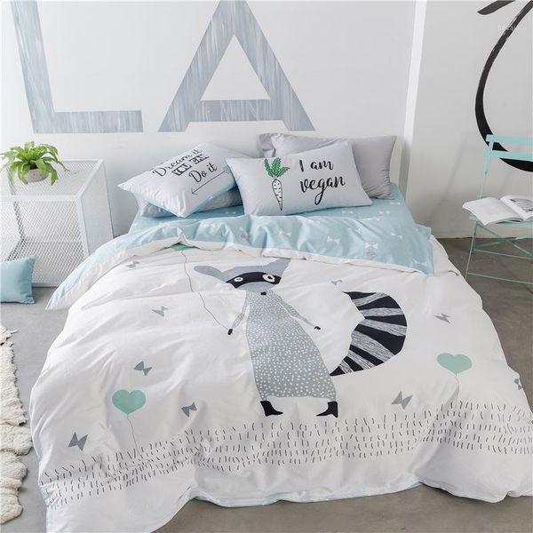 

bedding sets cute white gray or bear printed set kids duvet cover 100% cotton bedlinen comforter flatsheet pillowcases1