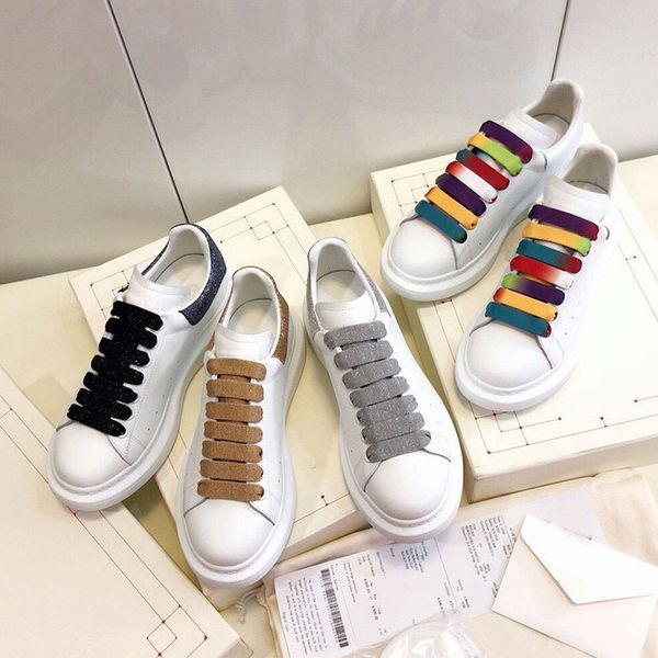 

party queens sneakers luxurys designers casual shoes women am glitter white sport shoes colorful tape trainers shimmer tail flat chaussures, Black