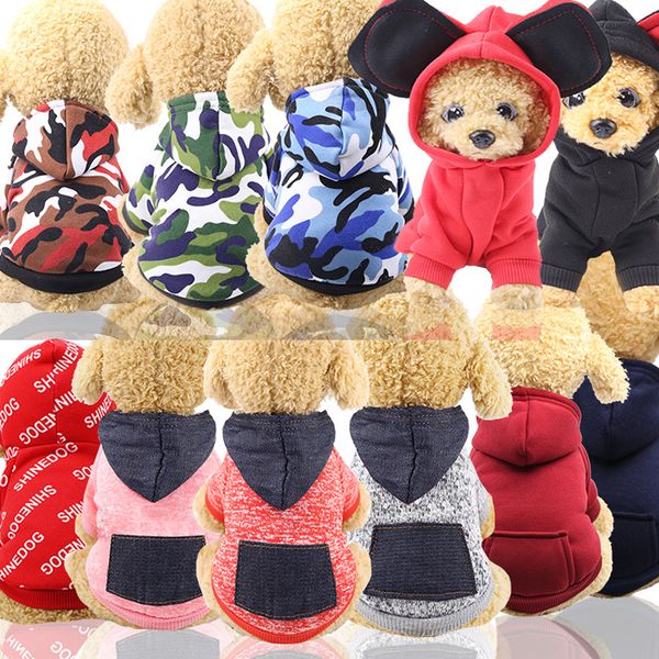 Inverno quente animal de estimação cão roupa macio algodão quatro pernas hoodies roupas para cães pequenos roupas de pelúcia casaco y200922