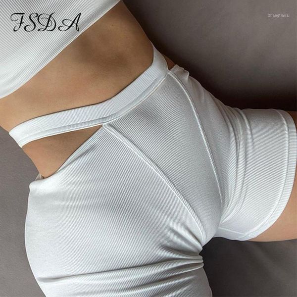 

fsda 2020 summer hollow out ribber white shorts biker women casual basic streetwear high waist shorts ladies1, White;black