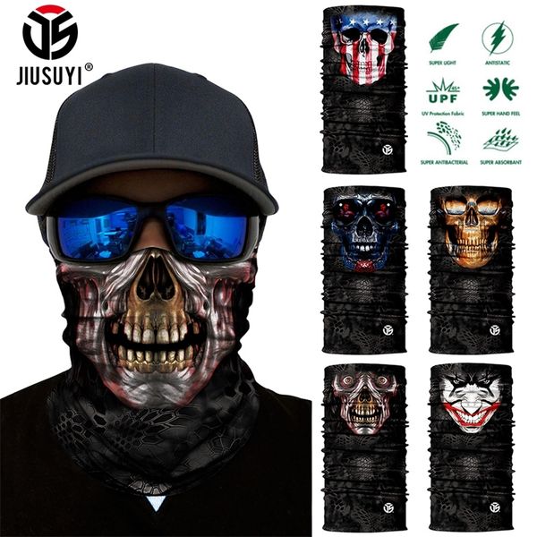 

3d seamless magic bandana neck gaiter skull ghost joker clown tube scarf breathable head shield half face cover headband anti-uv 201026, Blue;gray