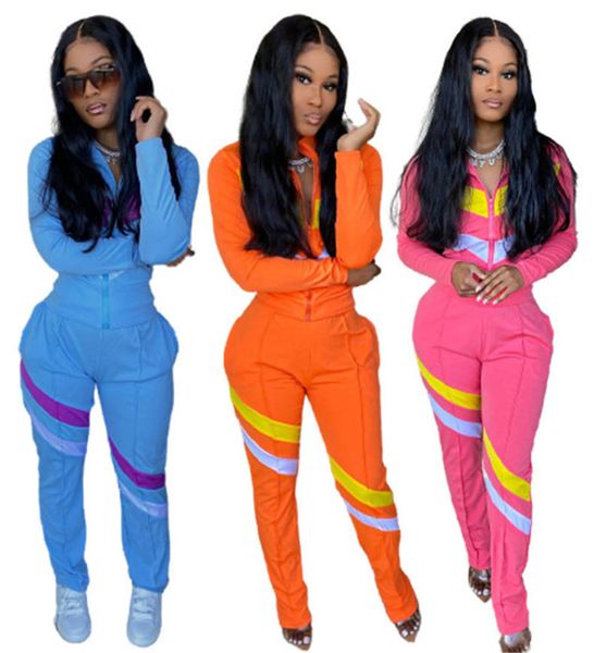 

patchwork womens tracksuit long sleeve sweatsuit +leggings pants suit pullover blouse pant two-piece outfits sportwear clothes s-xl ly12093, White