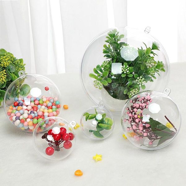 

party decoration 10pcs 4/5/6/7cm transparent ball open plastic clear bauble ornament christmas hanging pendant gift package supplies