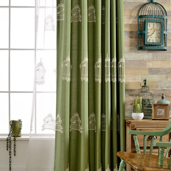 

curtain & drapes spot cotton and linen for living dining room bedroom embroidery korean cartoon simple modern