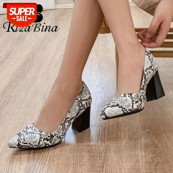 

rizabina plus size 32-43 fashion women pumps shoes new design snake print shoes women thick heels pointed toe casual footwear #ki5k