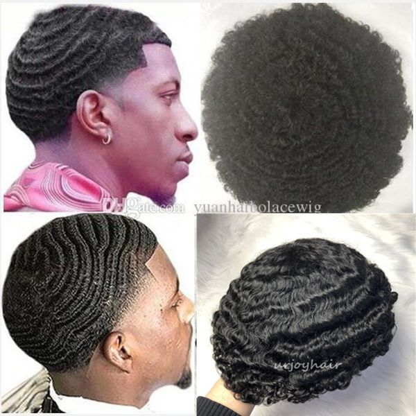 Afro homens tpeeiros de cabelo para jogadores de basquete e basquete fãs brasileiro cabelo humano virgem afro kinky enrolar homens peruca grátis shippinng