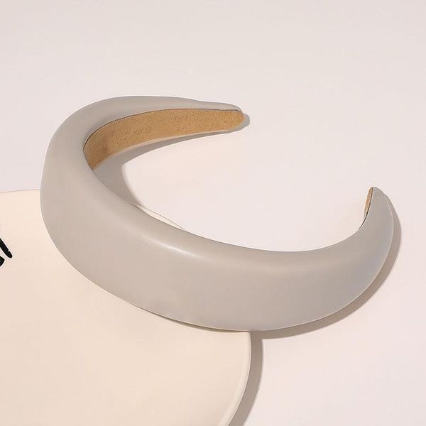 

4cm width pu leather women headband simple solid color sponge padded hair hoop plastic thick head hoop non-slip hair accessories q bbymbu