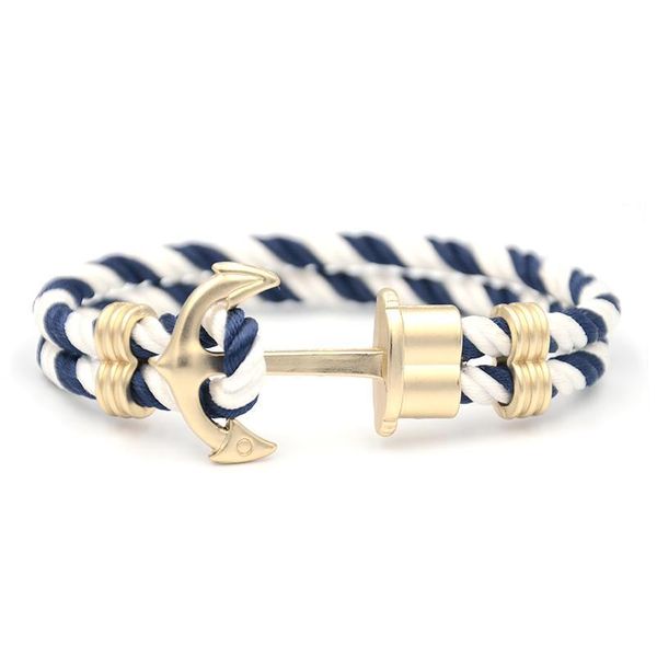 

junwei men anchor bracelet made of nylon in navy blue-white und anchor made jllnki