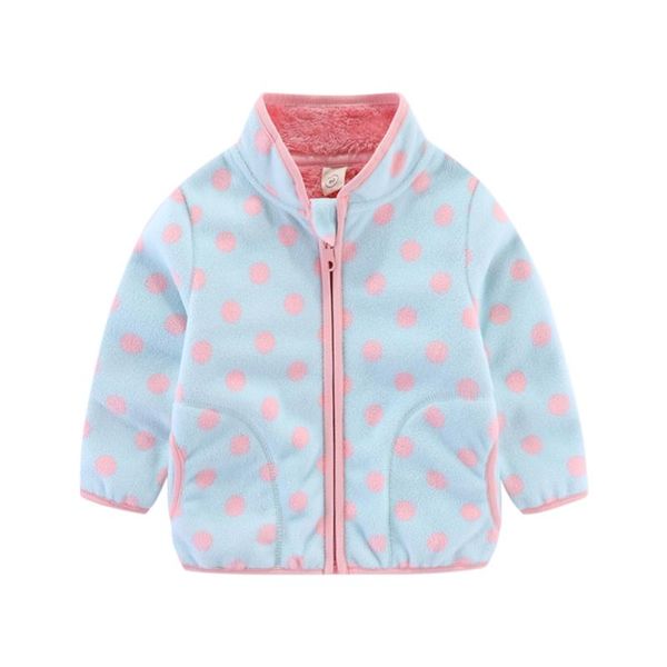 

1-6 years winter dot fleece jackets kids baby warm girls boys cartoon winter warm fleece jackets sweatshirt coats manteau fille, Blue;gray
