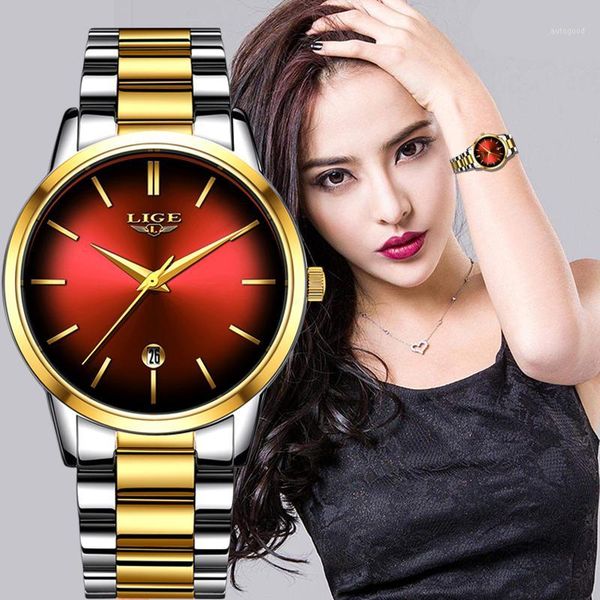 

wristwatches fashion women quartz watch ladies lige stainless steel waterproof girl dress clock relogio feminino1, Slivery;brown