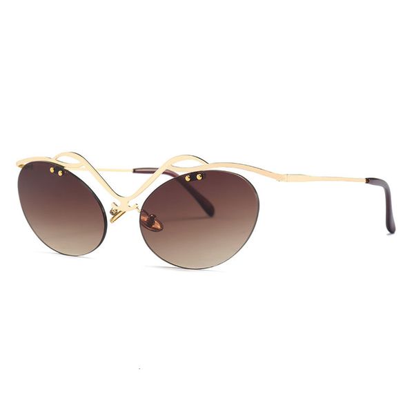 

2021 new vintage rimless oval sunglasses women hollow alloy frame eyewear for men accessories luxury goggles gafas oculos shades 23028df, White;black