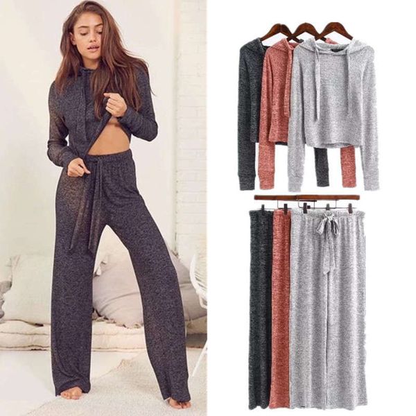 

wind 2020 autumn / winter new yoga fitness pants + hooded sweater leisure home sports suit, Gray