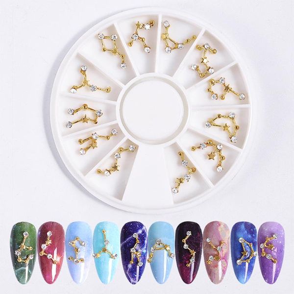 

nail art decorations 12 constellation shape studs glitter 3d alloy rhinestones creative manicure diy decorative tools, Silver;gold