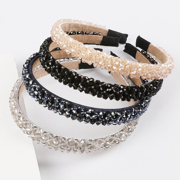 

girls shiny luxury rhinestone headpieces band diamond hoop accessories for women crystal headwear, Silver
