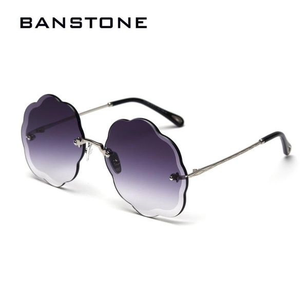 

sunglasses banstone 2021 big frame rimless women gradient sun glasses ladies shades uv400, White;black