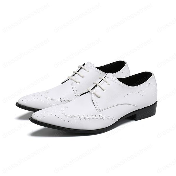 Nuove scarpe oxford da uomo in vera pelle scarpe da uomo maschili da festa di nozze bianche nere scarpe a punta stringate stringate